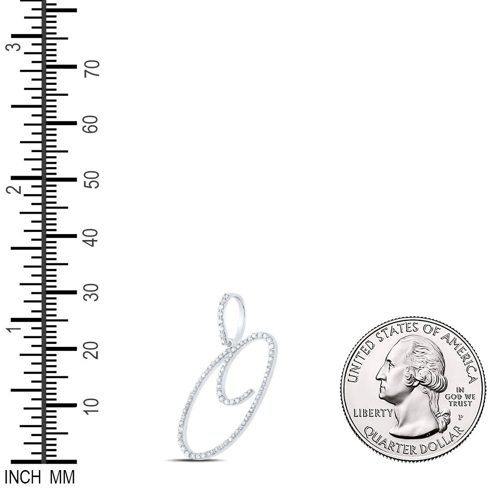 0.43 Ctw Natural Diamond Cursive Initial Letter O Pendant in 14k Yellow Gold