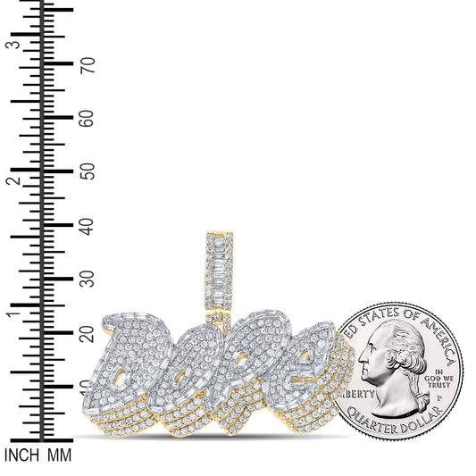 3.82 Ctw Natural Diamond Dope Nameplate Hiphop Pendant in 14k Yellow Gold