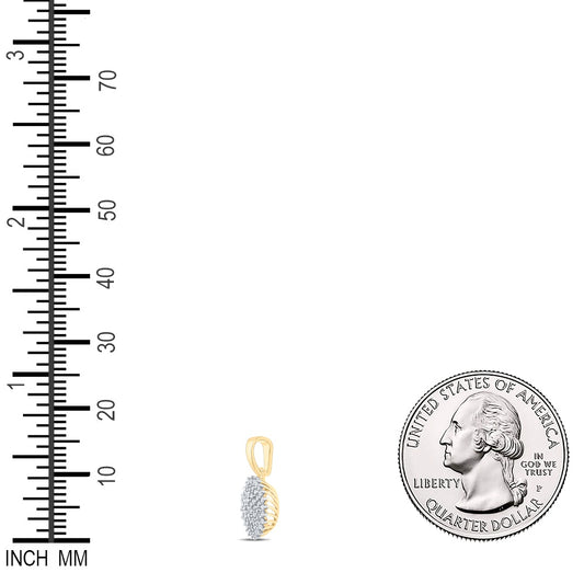 0.18 Ctw Natural Diamond Cluster Round Shaped Pendant in 10k Yellow Gold