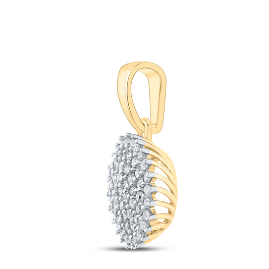 0.18 Ctw Natural Diamond Cluster Round Shaped Pendant in 10k Yellow Gold