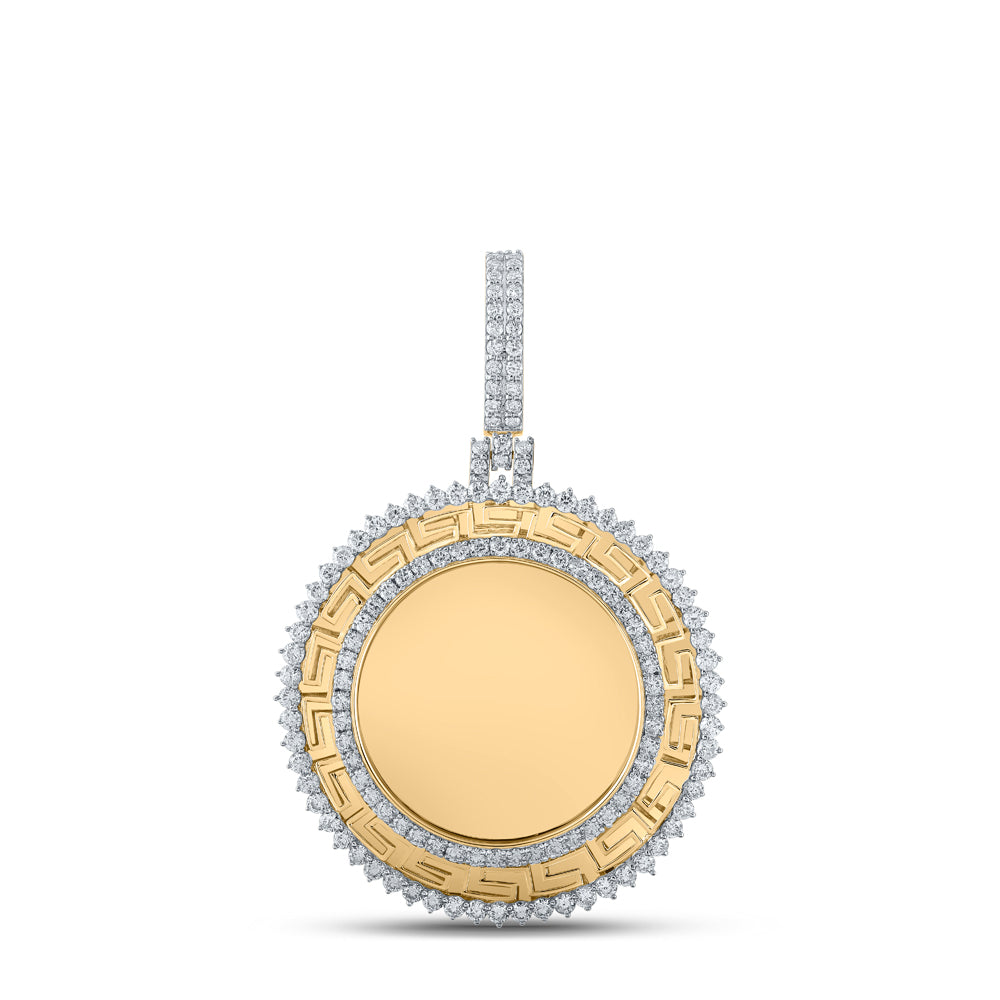 2.69 Ctw Natural Diamond Greek Round Memory Picture Frame Pendant in 10k Yellow Gold