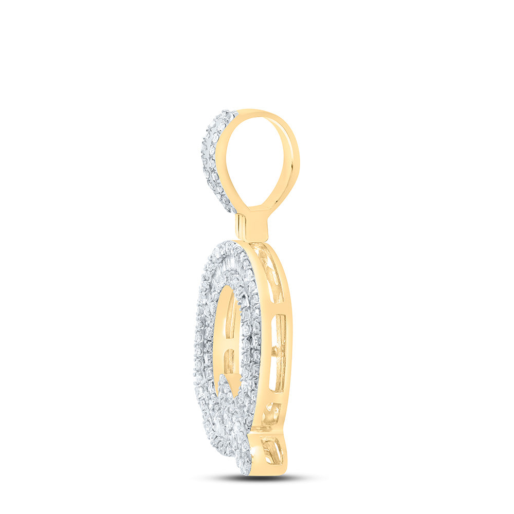 0.49 Ctw Natural Diamond Baguette Initial letter Q Pendant in 10k Yellow Gold