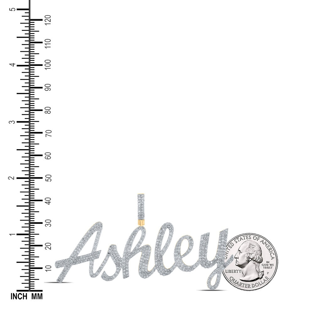 2.6 Ctw Natural Diamond Ashley Nameplate Pendant in 10k Yellow Gold