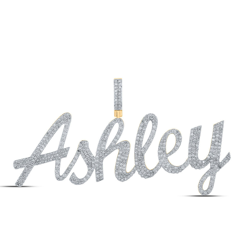 2.6 Ctw Natural Diamond Ashley Nameplate Pendant in 10k Yellow Gold