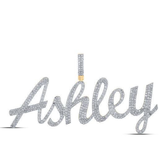 2.6 Ctw Natural Diamond Ashley Nameplate Pendant in 10k Yellow Gold