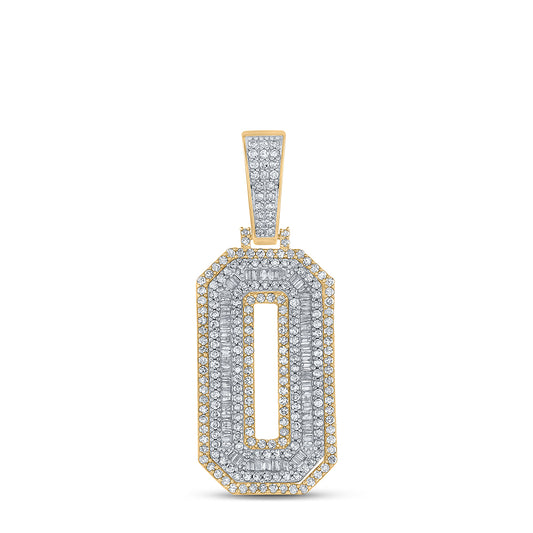 1.71 Ctw Natural Diamond Block Number Zero 0 Pendant in 10k Two-tone Gold