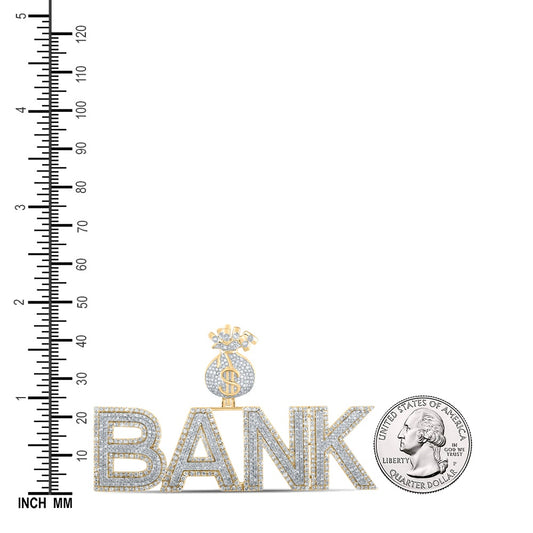 3.89 Ctw Natural Diamond Dollar Money Bag Bank Hiphop Pendant in 10k Two-tone Gold
