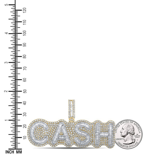 7.34 Ctw Natural Diamond Cash Nameplate Pendant in 10k Two-tone Gold