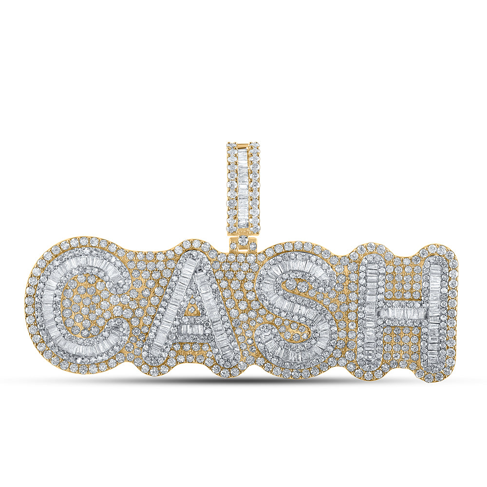 7.34 Ctw Natural Diamond Cash Nameplate Pendant in 10k Two-tone Gold