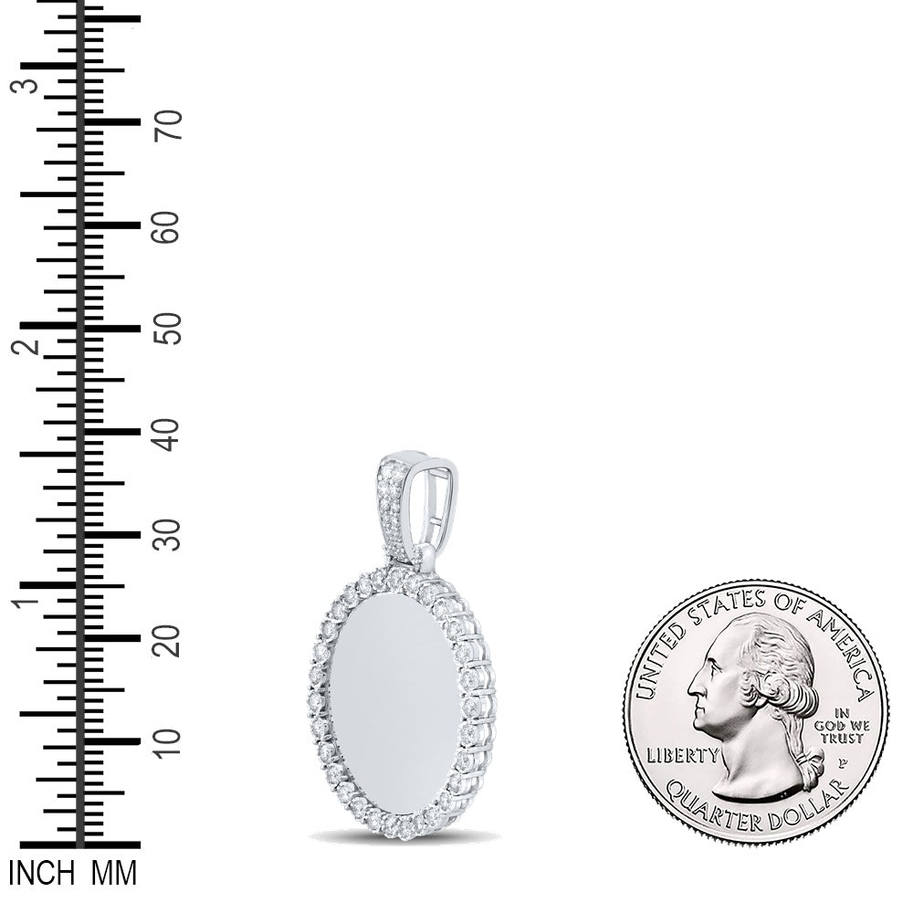 0.82 Ctw Natural Diamond Round Cirle Memory Picture Frame Pendant in 10k White Gold