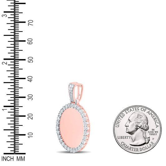 0.82 Ctw Natural Diamond Round Cirle Memory Picture Frame Pendant in 10k Rose Gold