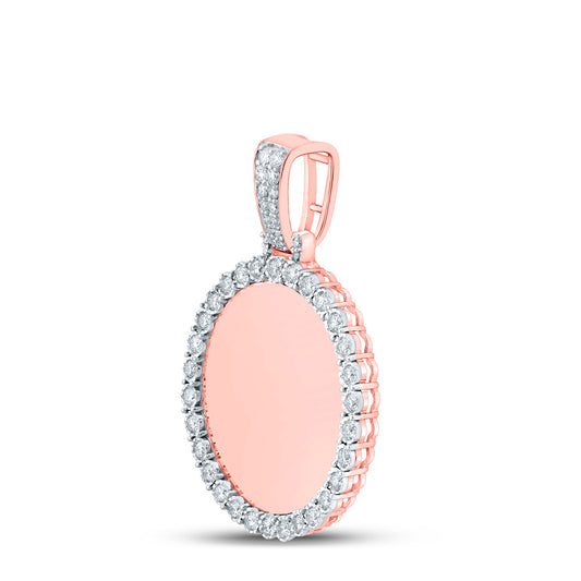0.82 Ctw Natural Diamond Round Cirle Memory Picture Frame Pendant in 10k Rose Gold