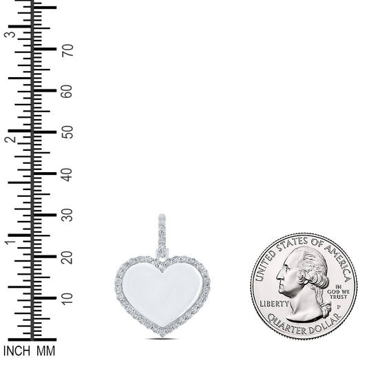 0.09 Ctw Natural Diamond Heart Memory Picture Frame Pendant in 10k White Gold