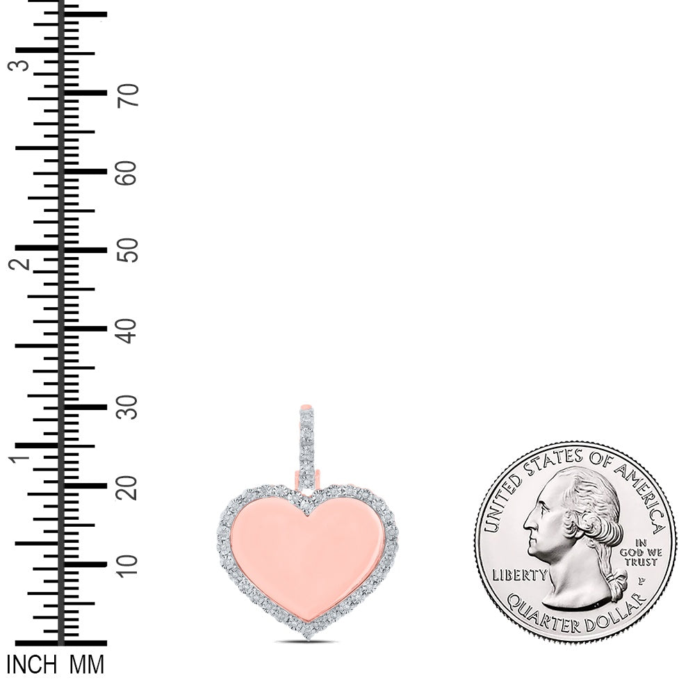 0.09 Ctw Natural Diamond Heart Memory Picture Frame Pendant in 10k Rose Gold