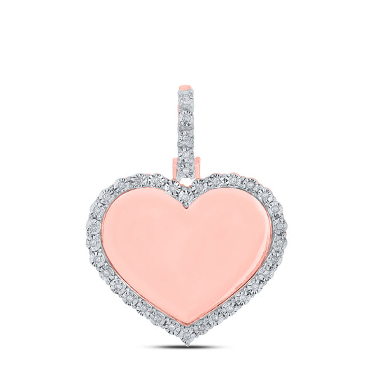 0.09 Ctw Natural Diamond Heart Memory Picture Frame Pendant in 10k Rose Gold