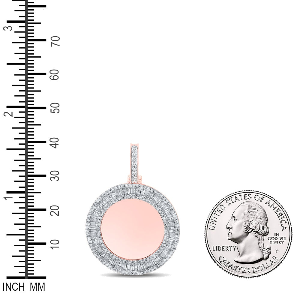 1.5 Ctw Natural Diamond Circular Round Memory Picture Frame Pendant in 10k Rose Gold