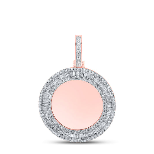 1.5 Ctw Natural Diamond Circular Round Memory Picture Frame Pendant in 10k Rose Gold