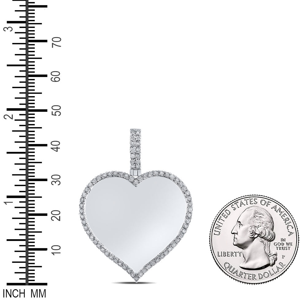 0.2 Ctw Natural Diamond Memory Picture Frame Heart Pendant in 10k White Gold
