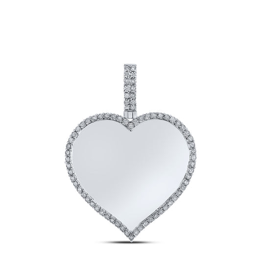 0.2 Ctw Natural Diamond Memory Picture Frame Heart Pendant in 10k White Gold