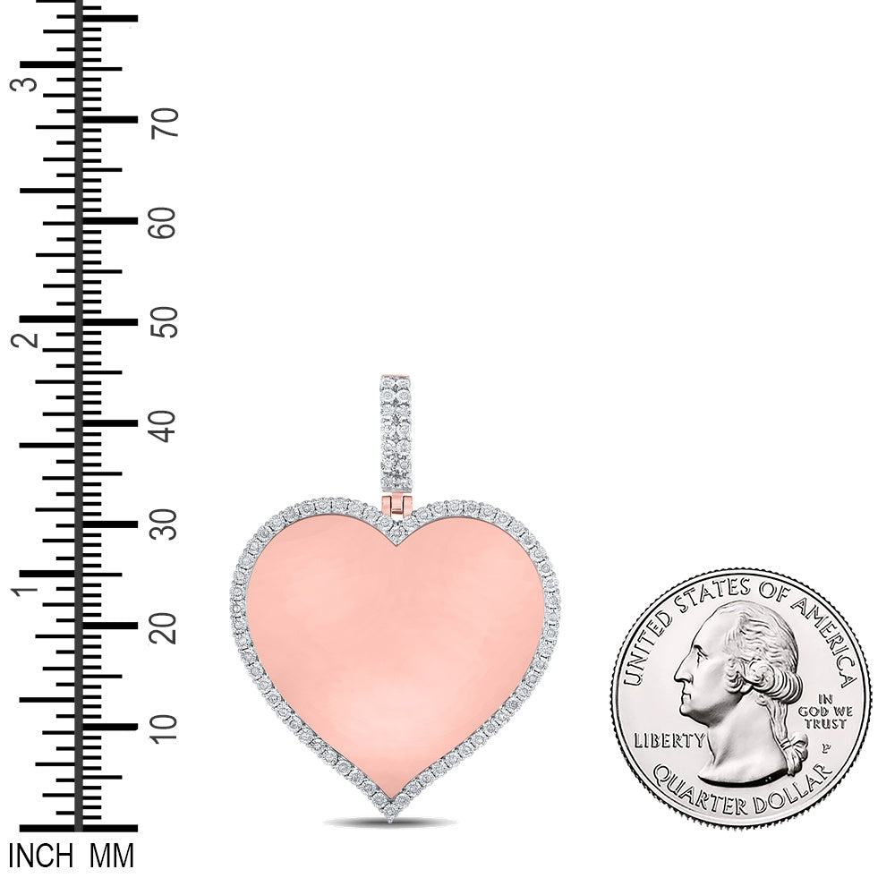0.2 Ctw Natural Diamond Memory Picture Frame Heart Pendant in 10k Rose Gold
