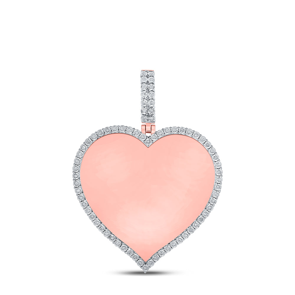0.2 Ctw Natural Diamond Memory Picture Frame Heart Pendant in 10k Rose Gold