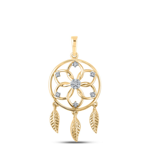 0.05 Ctw Natural Diamond Dream Catcher Pendant in 10k Yellow Gold