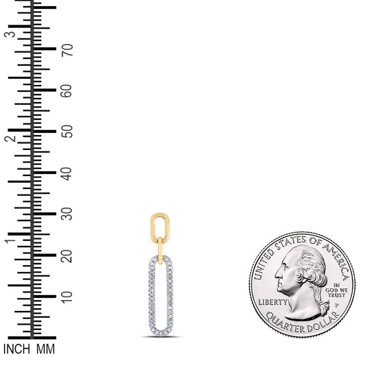 0.12 Ctw Natural Diamond Dangle Paperclip Link Pendant in 10k Yellow Gold