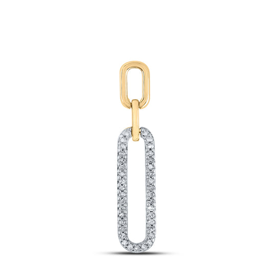 0.12 Ctw Natural Diamond Dangle Paperclip Link Pendant in 10k Yellow Gold