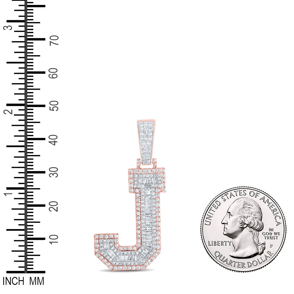1.41 Ctw Natural Diamond Block Letter Initial Alphabet F Pendant in 10k Two-tone Gold