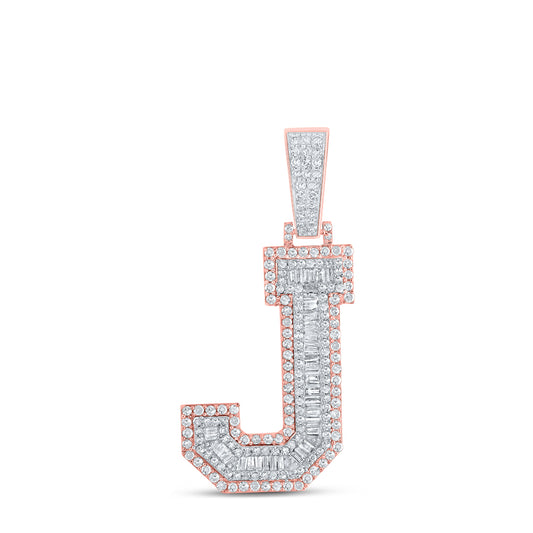 1.41 Ctw Natural Diamond Block Letter Initial Alphabet F Pendant in 10k Two-tone Gold
