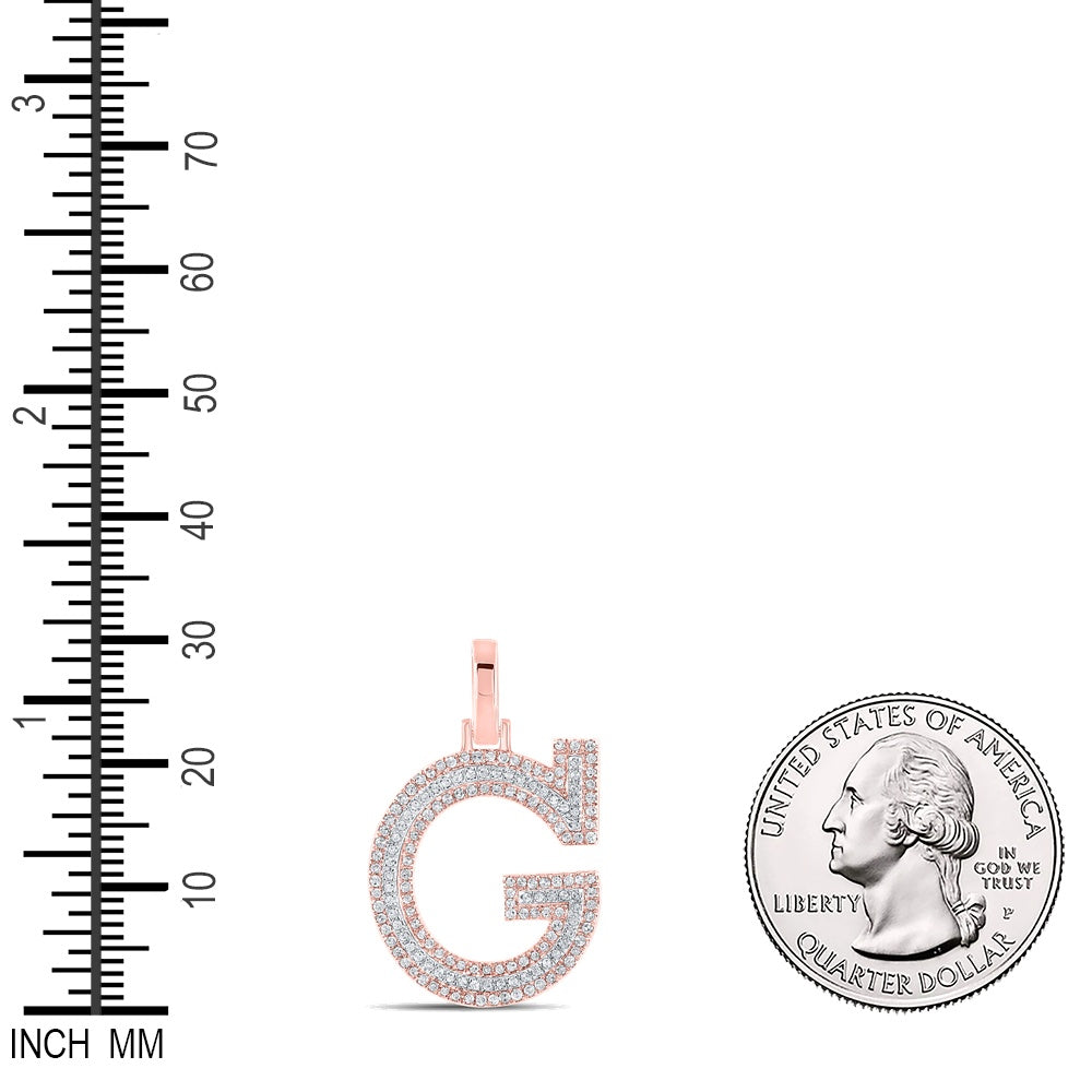 0.42 Ctw Natural Diamond Block Initial Letter G Pendant in 10k Two-tone Gold