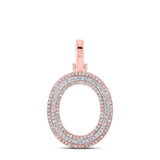0.41 Ctw Natural Diamond Block Initial Letter O Pendant in 10k Two-tone Gold
