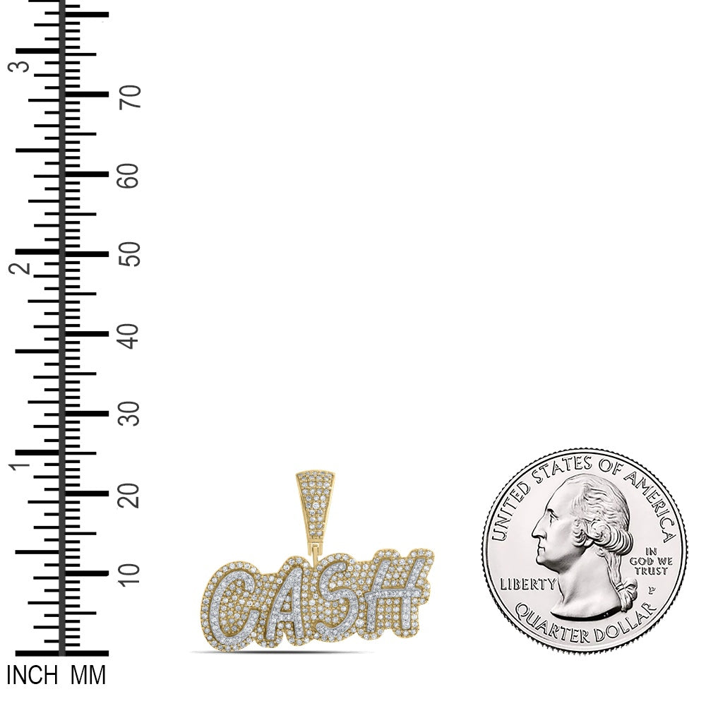 0.86 Ctw Natural Diamond Hiphop Cash Nameplate Pendant in 10k Yellow Gold