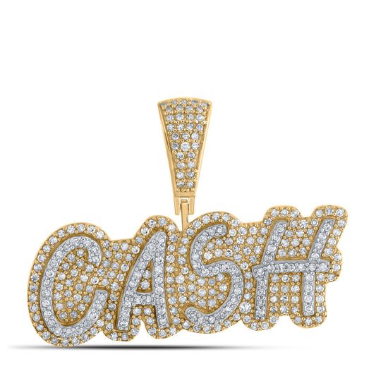 0.86 Ctw Natural Diamond Hiphop Cash Nameplate Pendant in 10k Yellow Gold