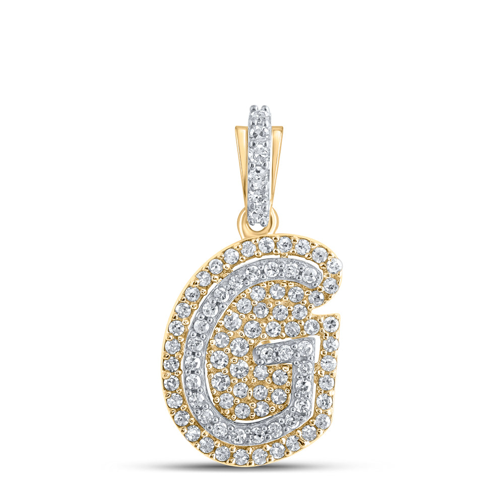 0.22 Ctw Natural Diamond Hiphop Initail Letter G Pendant in 10k Yellow Gold