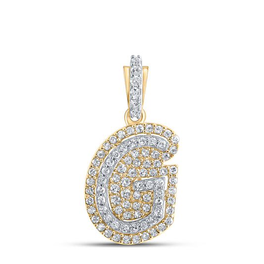 0.22 Ctw Natural Diamond Hiphop Initail Letter G Pendant in 10k Yellow Gold