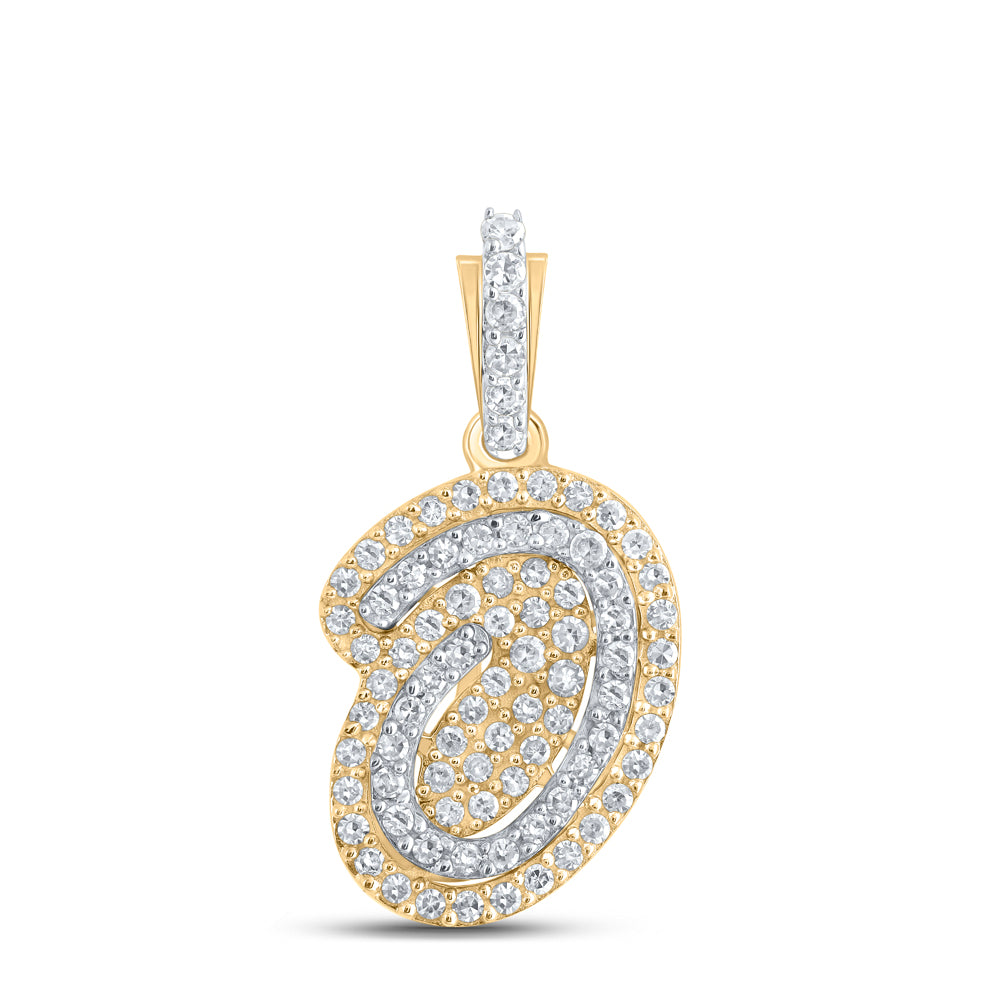 0.21 Ctw Natural Diamond Hiphop Initial Letter O Pendant in 10k Yellow Gold
