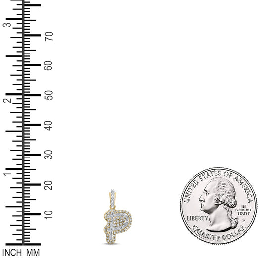 0.2 Ctw Natural Diamond Hiphop Initial Letter P Pendant in 10k Yellow Gold