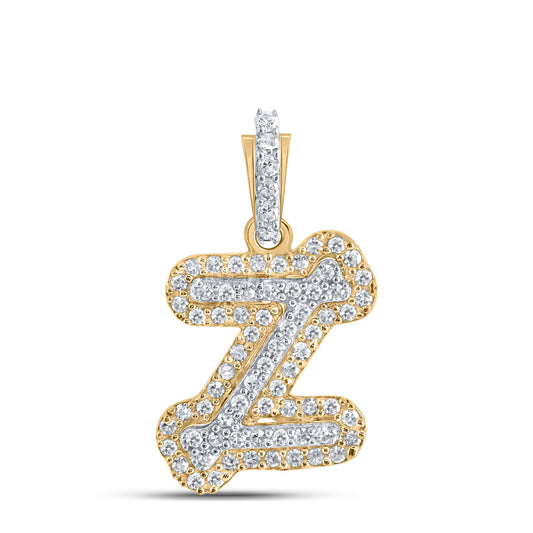 0.19 Ctw Natural Diamond Hiphop Initail Letter Z Pendant in 10k Yellow Gold