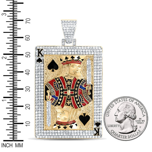 4.97 Ctw Natural Diamond King of Spades Playing Card Pendant in 10k Yellow Gold