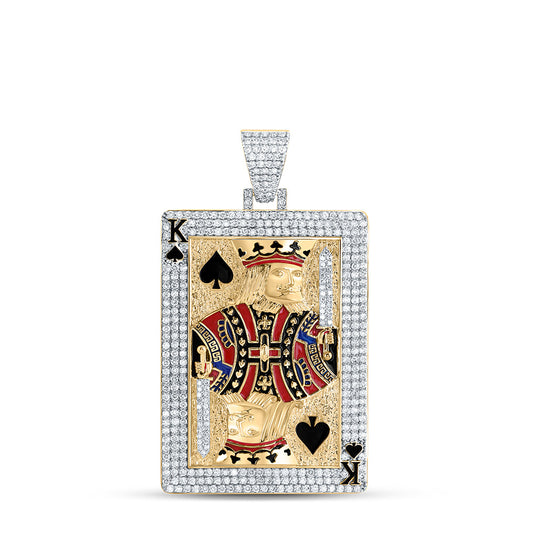 4.97 Ctw Natural Diamond King of Spades Playing Card Pendant in 10k Yellow Gold