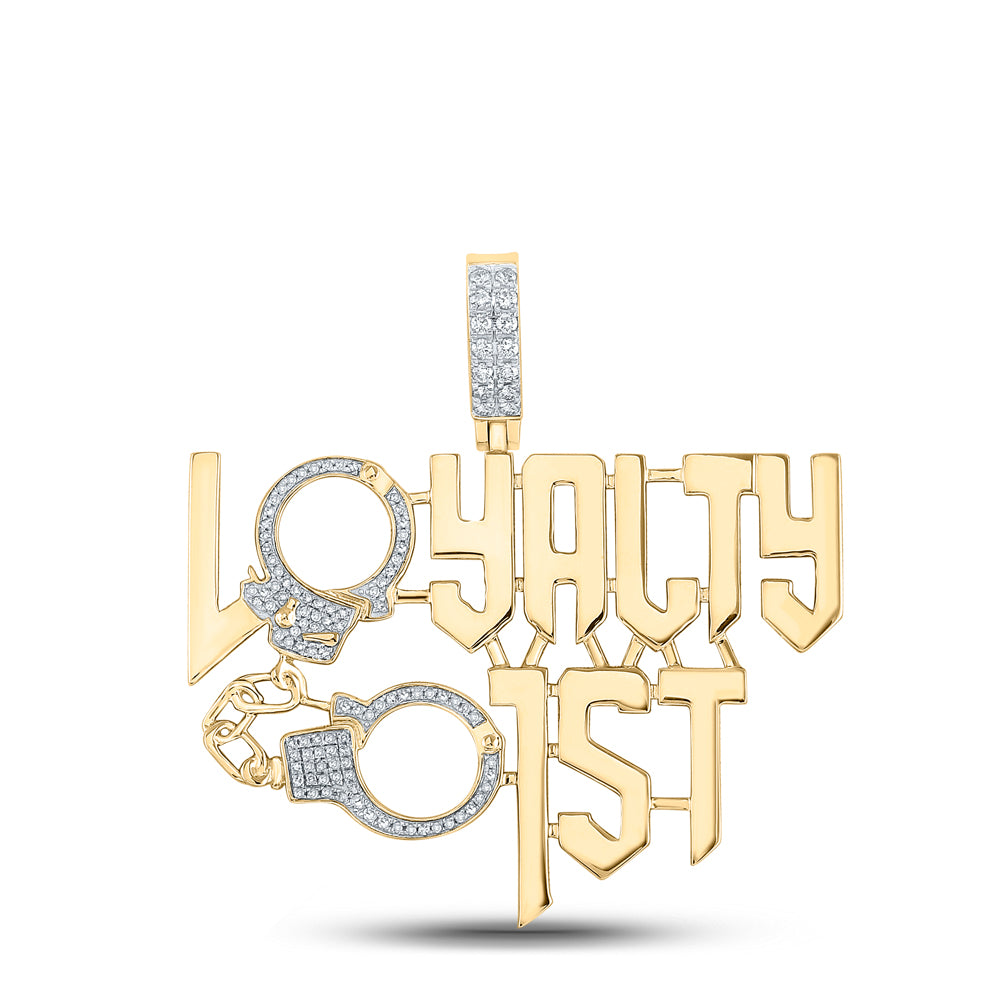 0.53 Ctw Natural Diamond Loyalty 1st Hand Cuff Pendant in 14k Yellow Gold