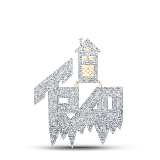 5.22 Ctw Natural Diamond Trap House Hiphop Pendant in 14k Yellow Gold