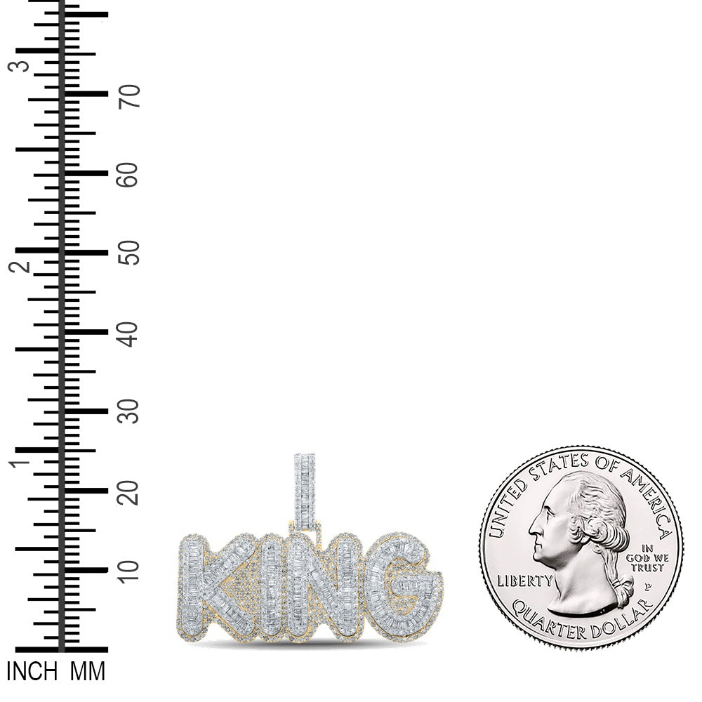 5.26 Ctw Natural Diamond KING Nameplate Pendant in 14k Yellow Gold