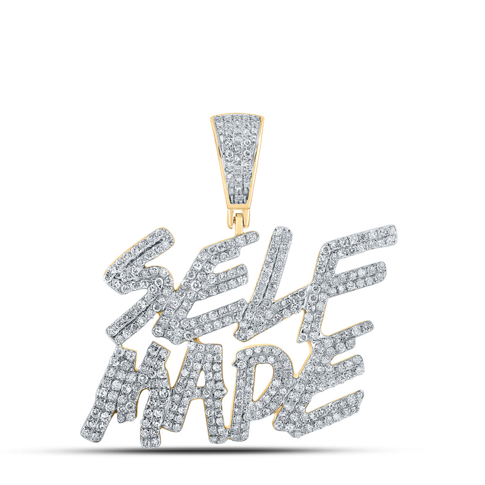 1.42 Ctw Natural Diamond Self Made Nameplate Hiphop Pendant in 14k Yellow Gold