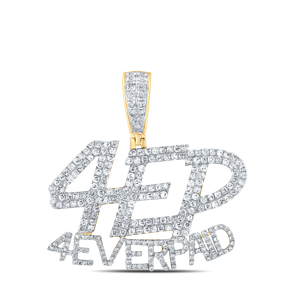 1.72 Ctw Natural Diamond 4 Ever Paid Nameplate Hiphop Pendant in 14k Yellow Gold
