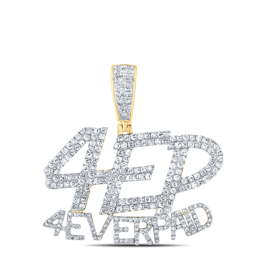 1.72 Ctw Natural Diamond 4 Ever Paid Nameplate Hiphop Pendant in 14k Yellow Gold
