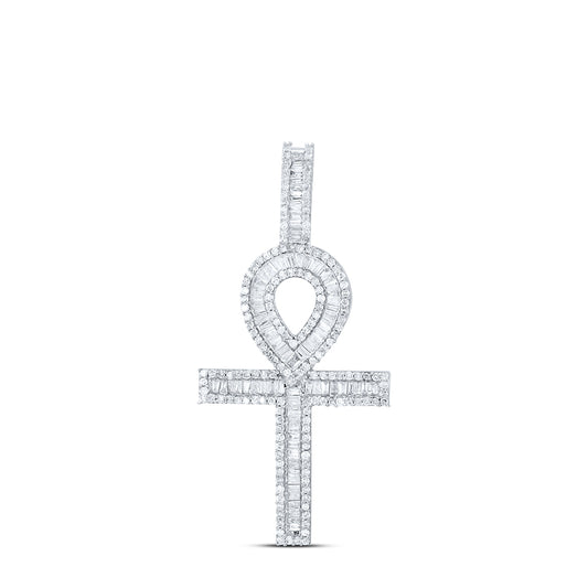 1.68 Ctw Natural Diamond Ankh Charm Pendant in 14k Yellow Gold