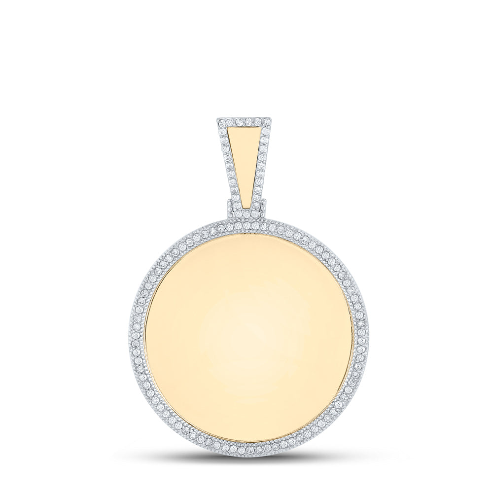 0.55 Ctw Natural Diamond Round Circle Memory Picture Frame Pendant in 14k Yellow Gold