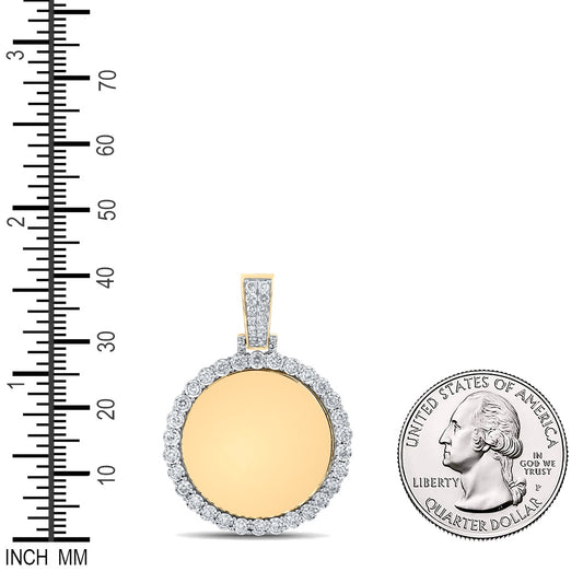 0.8 Ctw Natural Diamond One Row Tennis Memory Picture Frame Pendant in 14k Yellow Gold